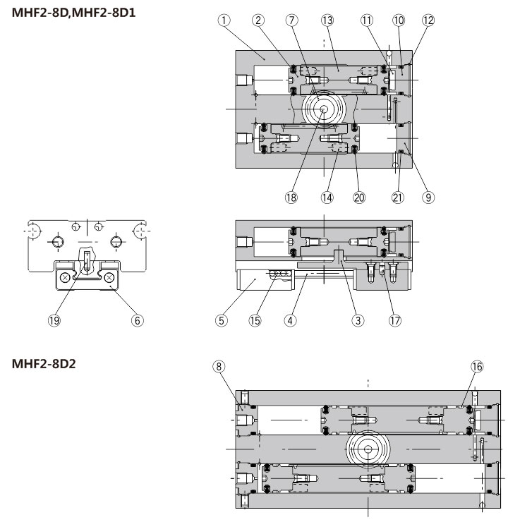 Parallel Opening And Closing Gripper MHF2