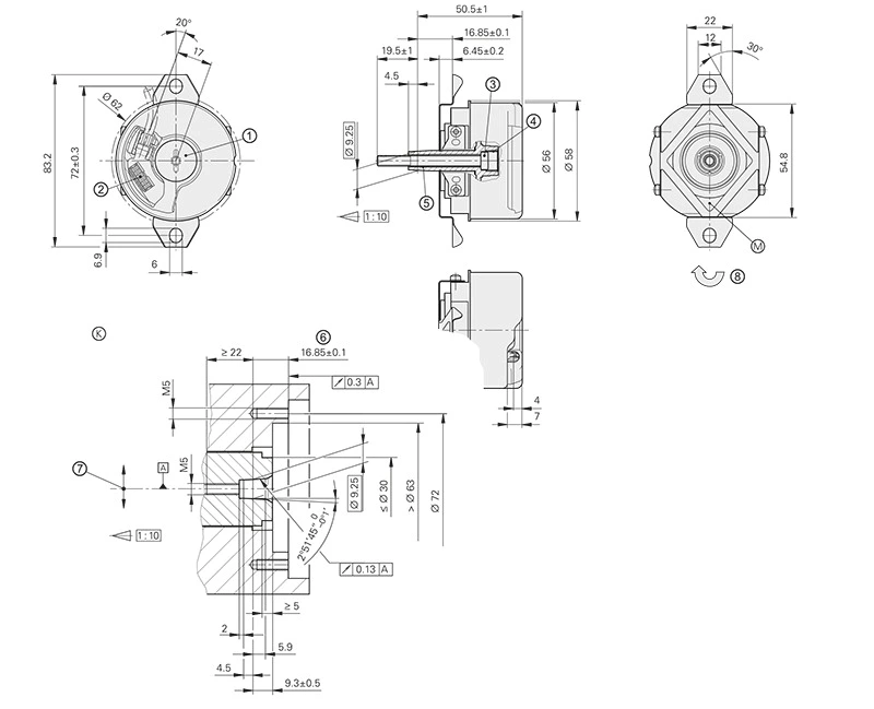 ECN 1313 2048 Escalator Elevator Traction Machine Encoders 38mm Rotary Absolute Encoder
