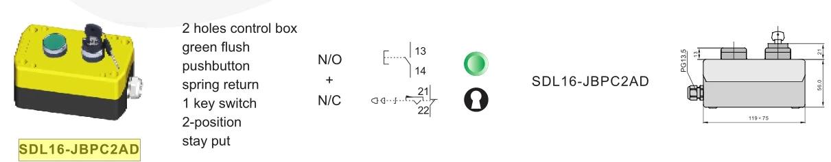 1 Key Switch And 2 Position Stay Put Push Button Control Box