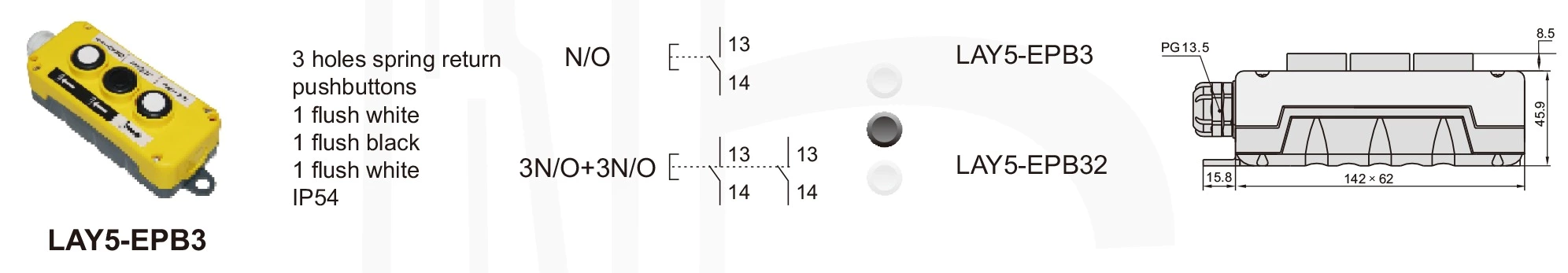LAY5-EPB3 Industrial Crane Remote Electrical Control Box Push Button