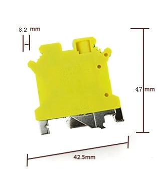 Yellow & Green 6mm USLKG6N Grounding Din Rail Terminal Block