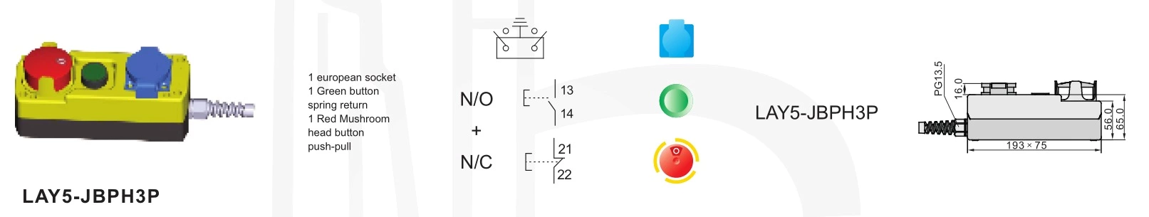 LAY5 Control Box Series with Socket And Push Button