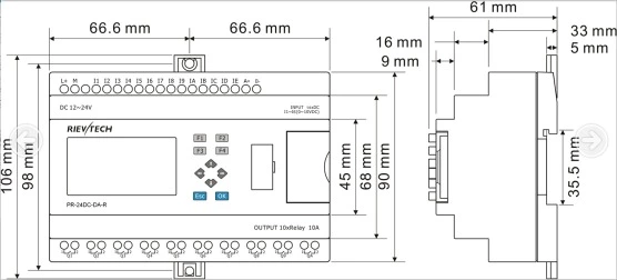 Micro PLC Rievtech Programmable relay PR24-AC-R Small Relay with Expandable Mini PLC