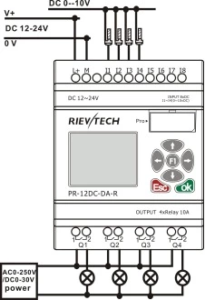 RIEVTECH Micro PLC PR12-DC-DA-R Mini PLC with Non-expandable Programmable logic controller