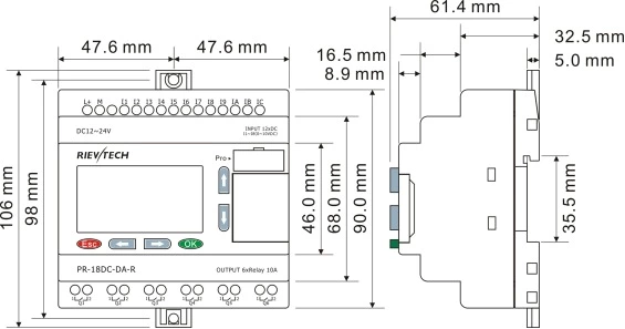 RIEVTECH hot sales intelligent mirco PLC PR18-DC-DA-R Programmable logic controller expandable range PLC