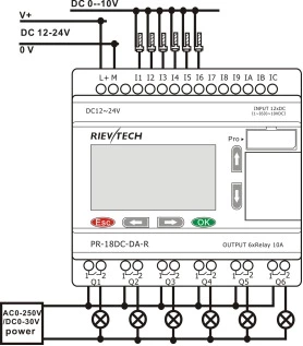 RIEVTECH hot sales intelligent mirco PLC PR18-DC-DA-R Programmable logic controller expandable range PLC