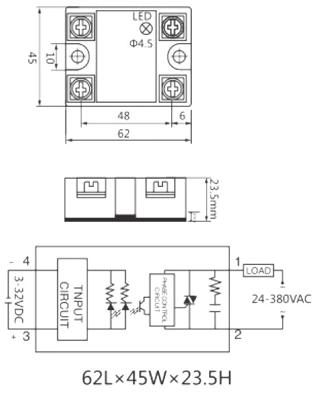 SSR-100DA 100A Load Current Single Phase Solid State Relay