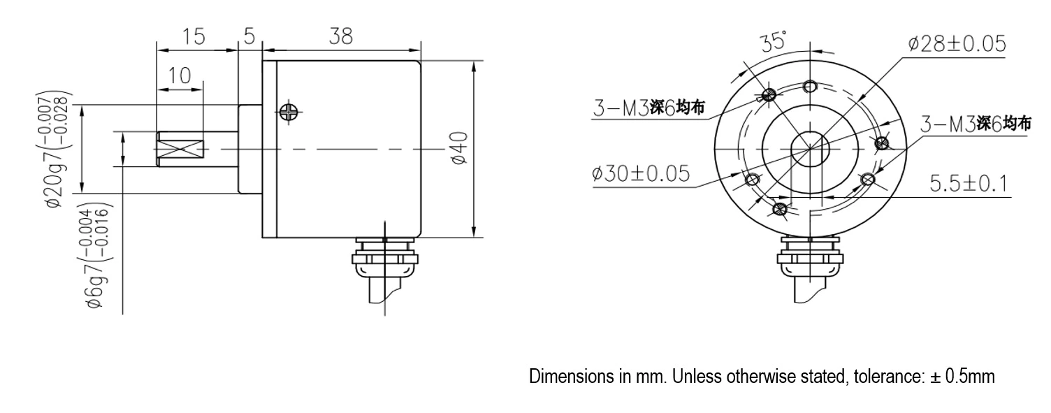 ISN4006 Dia 40mm Shaft diameter 6mm Optical Rotary Encoder
