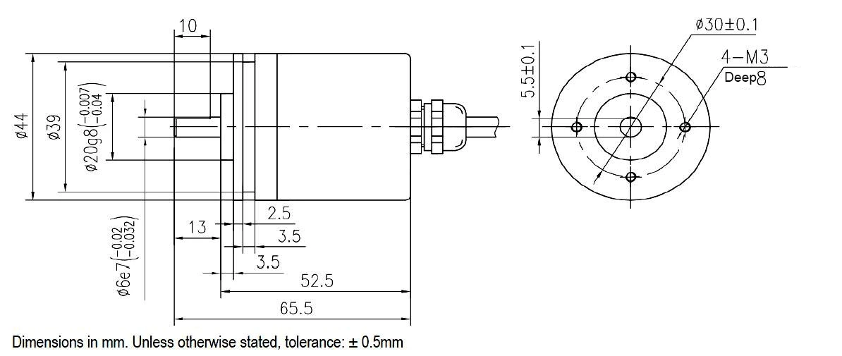 ISN4406 Solid shaft diameter 6mm; outside diameter 44 mm Solid Shaft Incremental Rotary Encoder