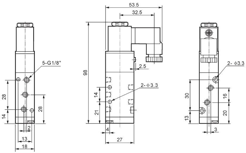 4V110-06 5/2 Way 40 Micron Filtered Control Airtac Type Air Pneumatic Solenoid Valve