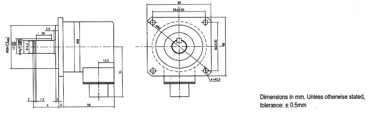 YMF6215 15mm 62mm flange Solid Shaft Incremental Rotary Encoder