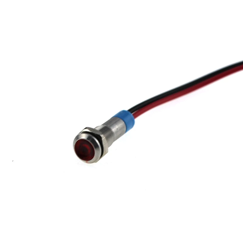 6mm Indicator light stainless steel DC3V red IP67 with 14cm wire ABI06S