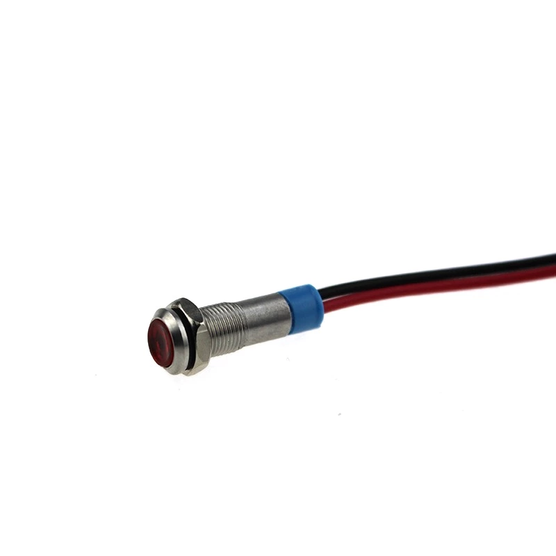 6mm Indicator light stainless steel DC3V red IP67 with 14cm wire ABI06S