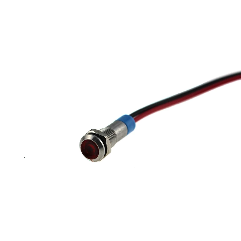 6mm Indicator light stainless steel DC3V red IP67 with 14cm wire ABI06S