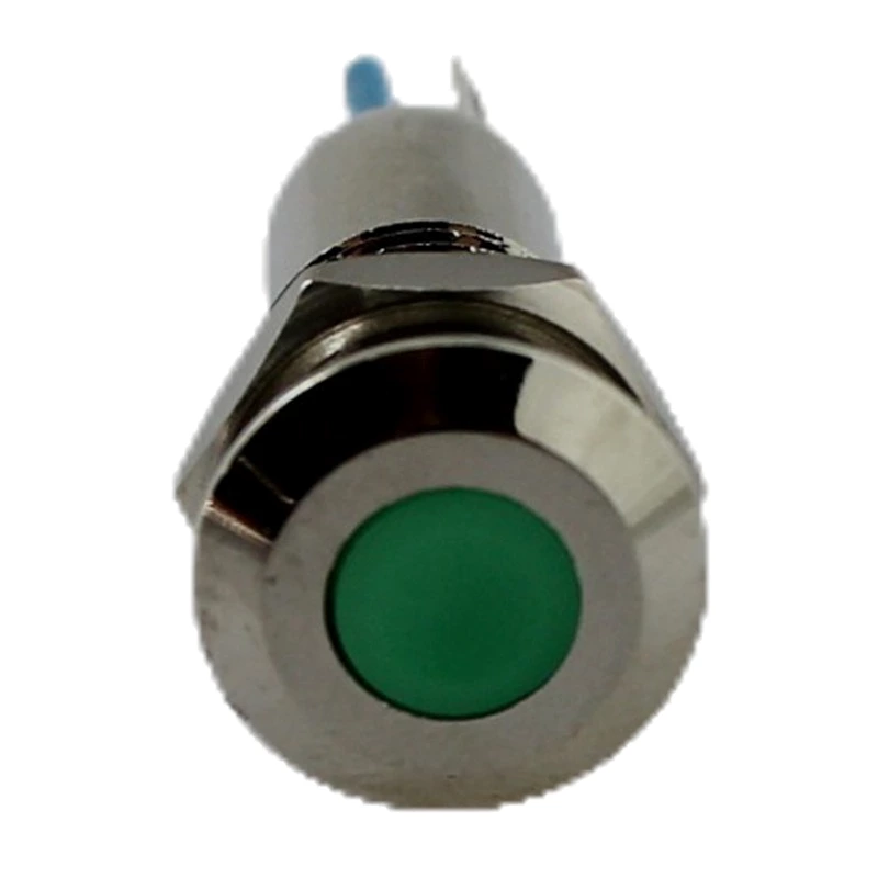 flat head Pin type 1NO copper nickel plated DC12V Metal button indicator light without wire