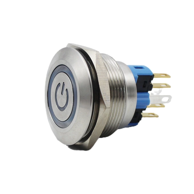 25mm ABS25S-P11-CB-24V IP67waterproof Metal Push Button Switch with Momentary 1NO1NC