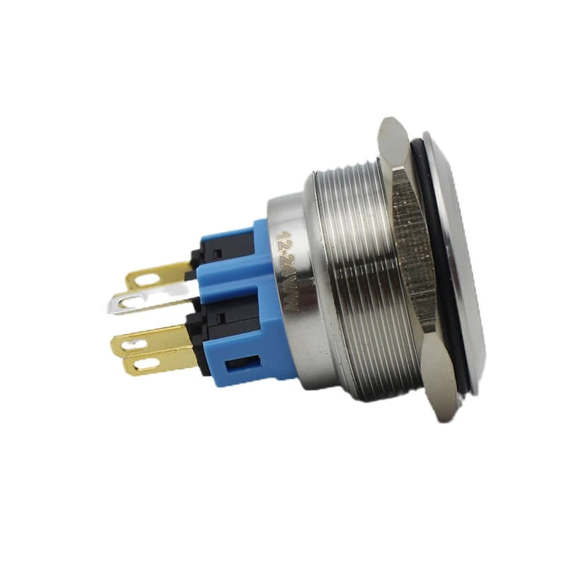 IP67 waterproof metal push button switch with momentary 1NO1NC white color ABS25S-P11-EW-24V