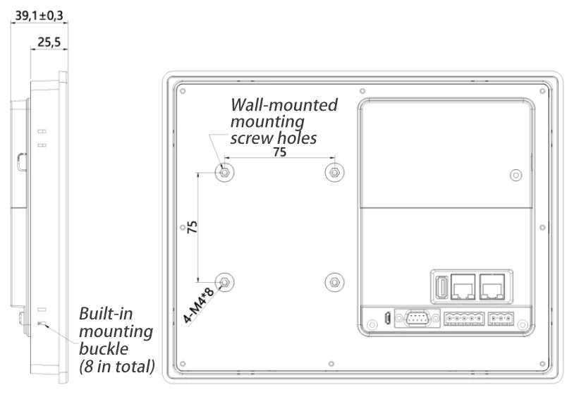 Flexem FE6100M HMI 10.1” 16:9 TFT LCD Resistive Touchscreen Human Machine Interface Resolution 1024×600
