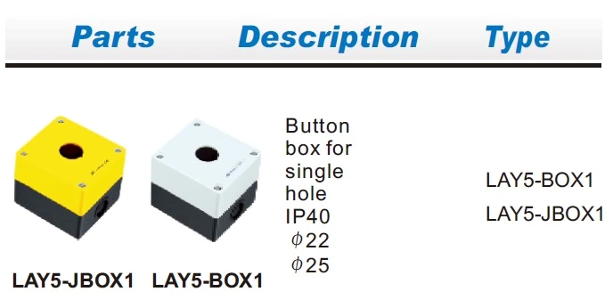 LAY5-JBOX1 Switch Push Button Control Box Enclosures for Single Hole IP40