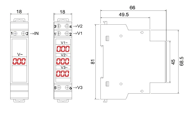 NV-3P Din Rail Display Meter Smart Electrical Meter