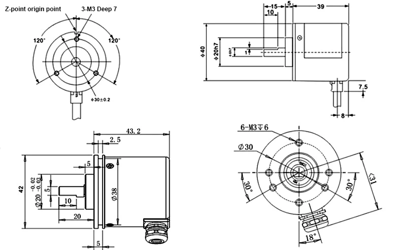 6mm 24VDC shaft incremental encoder E6B2-CWZ6C Rotary Encoder