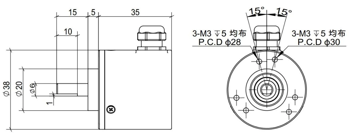BISS-C Serial Singleturn Absolute Encoders, SSI Gray Code Output, Single-turn Resolution of 4096, Flange Form for Clamping, Silk Hole Mounting