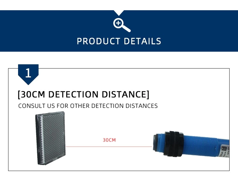 G18-3B30NA Three Line DC NPN NO Output Photoelectric Sensor Switch with Reflector