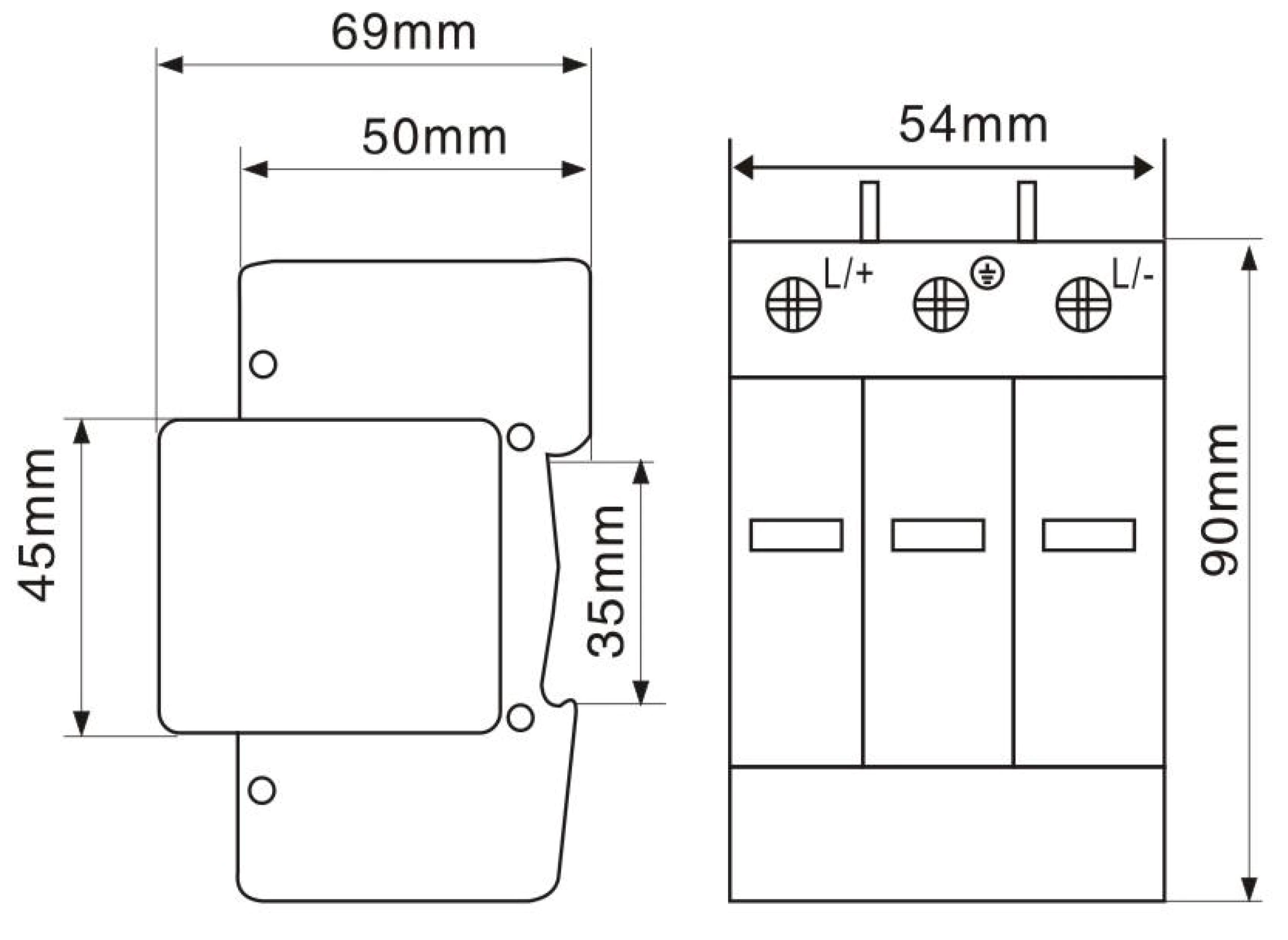 G2040PV-1000 3P 1000V DC Imax40KA Solar PV Surge Protector Device