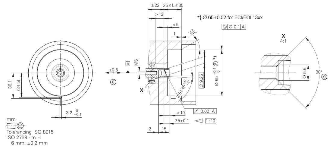 ECN13 HEIDENHAIN Safety Digital Data Transfer Rotary Encoder with Anti-rotation Element