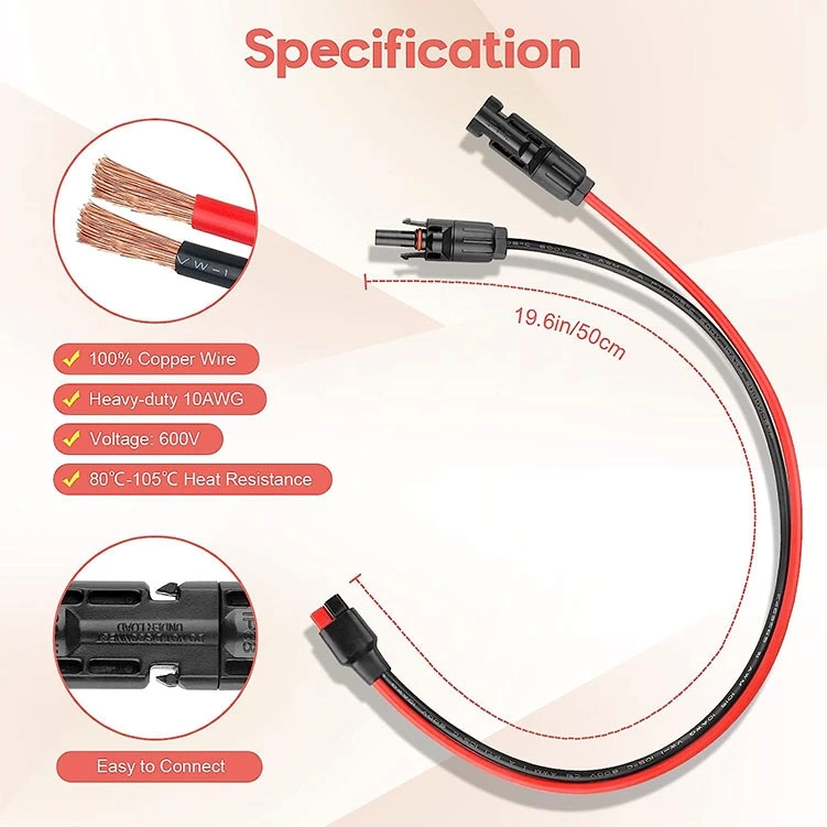 45A Anderson To MC4 Photovoltaic Connector Mobile Energy Storage Battery Power Charging Cable 2m