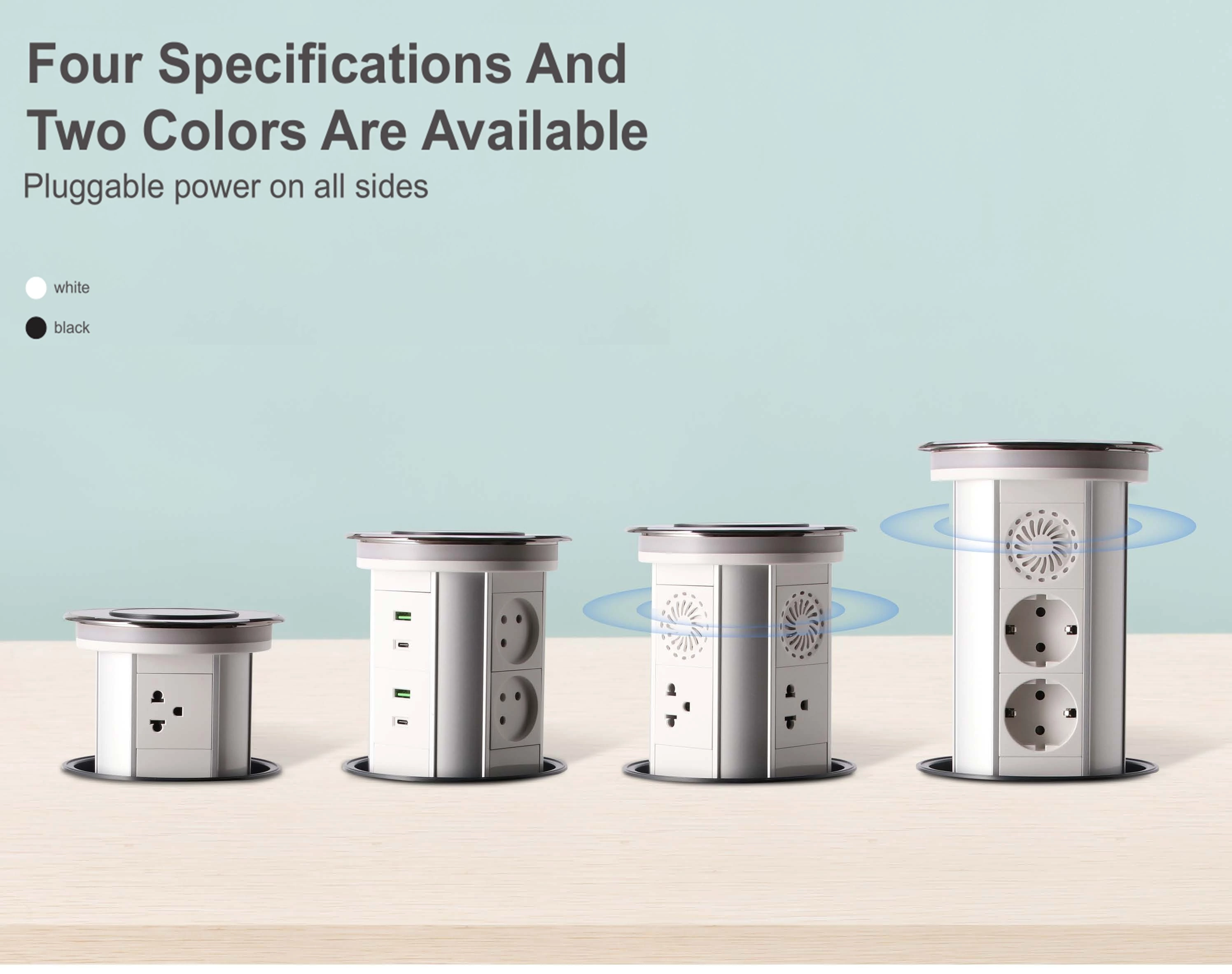 WiFi Smart Motorized Socket QI wireless charger Intelligent Elevation Electrical Outlet Motorized Lift Pop up USB Charger Socket kitchen cabinets showroom