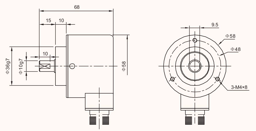 ISC5810-401-2000-BZ1-524-L Outer diameter 58mm Solid Shaft Incremental Optical Rotary Encoder