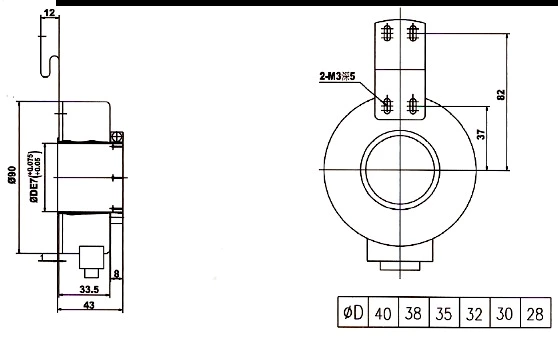IHA9030 Hollow Shaft Encoder Rotary Encoder Outer diameter 90mm