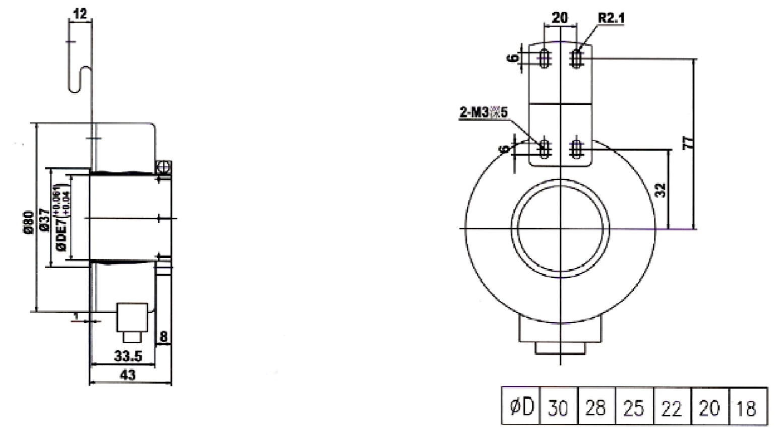 IHA8030 Outer Diameter 80mm hollow shaft encoder