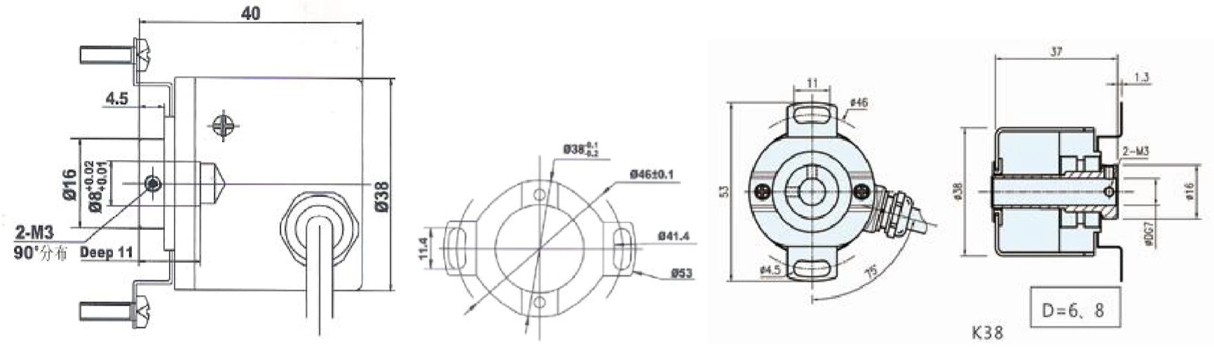 IHC3808-001G-1000BZ1-5-24T hollow shaft rotary encoder