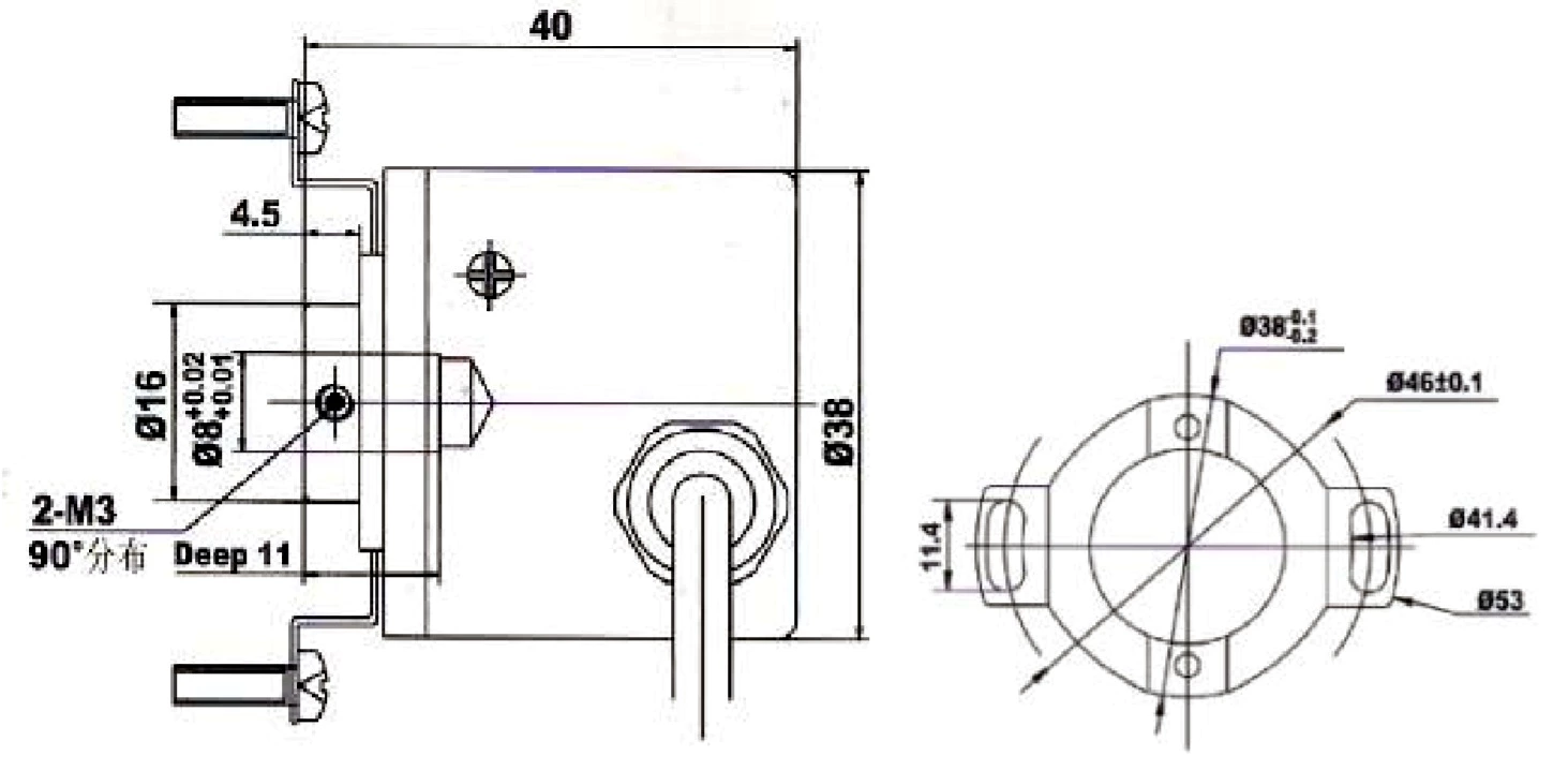 IHC3806 IHC3808 Outer Diameter 38mm Hollow Shaft Rotary Encoder