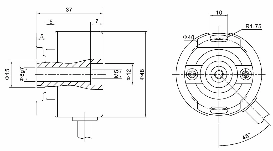 2Pairs of magnetic pole hollow shaft rotary encoder