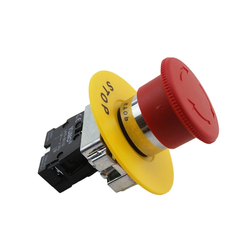 Red Mushroom Head Push Button Switch With Scram Plate LAY5-BS542