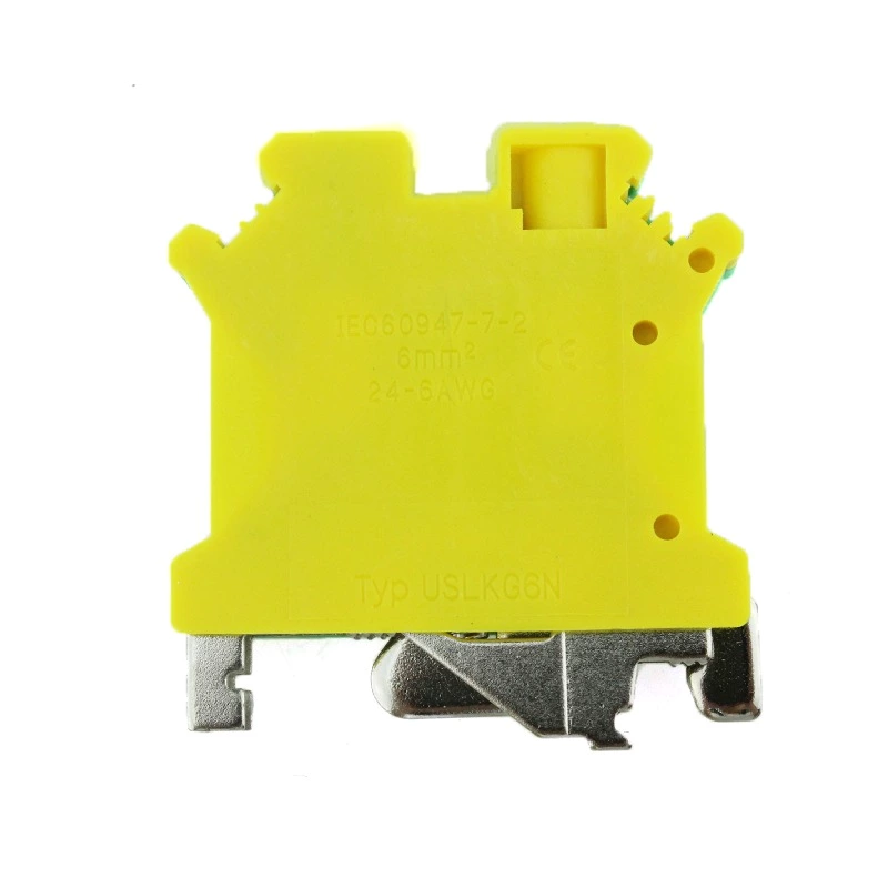 Yellow & Green 6mm USLKG6N Grounding Din Rail Terminal Block