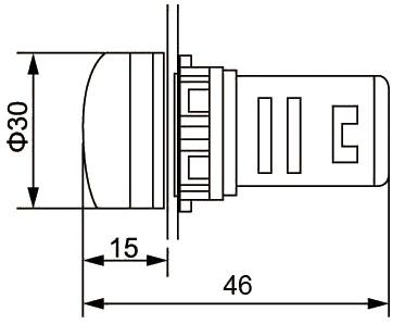Panel mounting voltage and ampere meter with 22mm Yellow Light AD101-22VAM