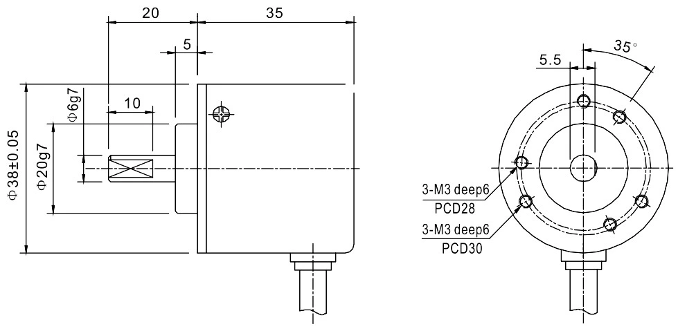 ISC3806 Open Collect NPN Output Rotary Encoder