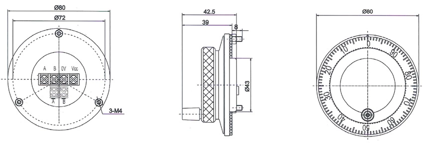ISM8060-002-100B-5L Jog handle 100 ppr pulse generator hand wheel encoder