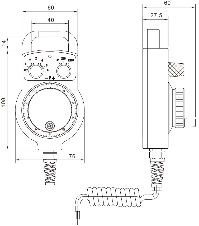 ISMM1274 100ppr Hand Wheel Encoder Manual Pulse Generator for Cnc Machine MPG