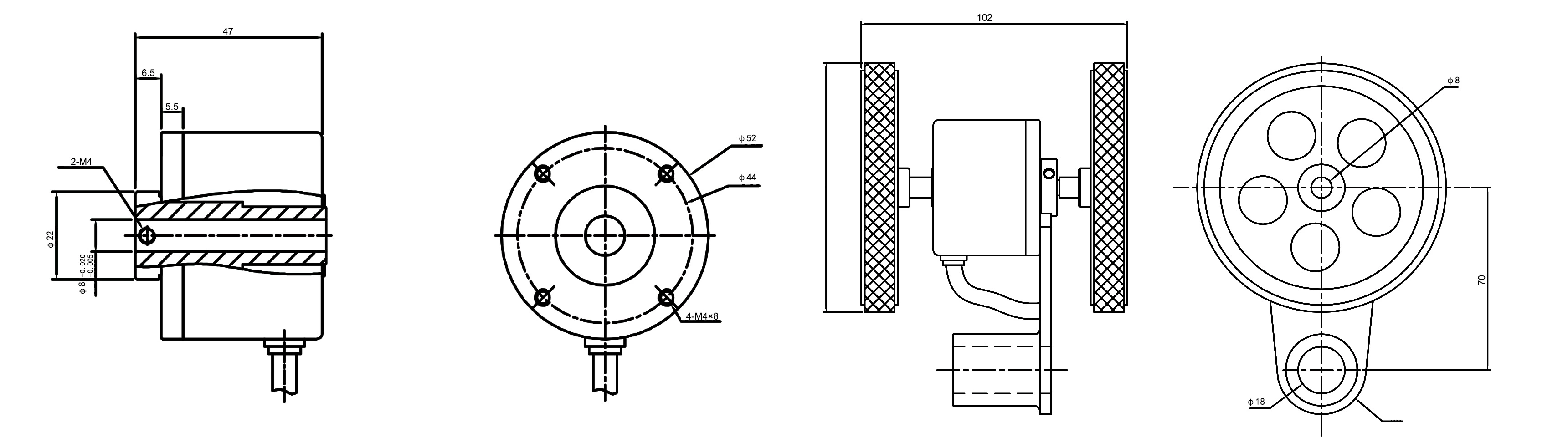 52mm NPN Output Through Hole Incremental Encoder