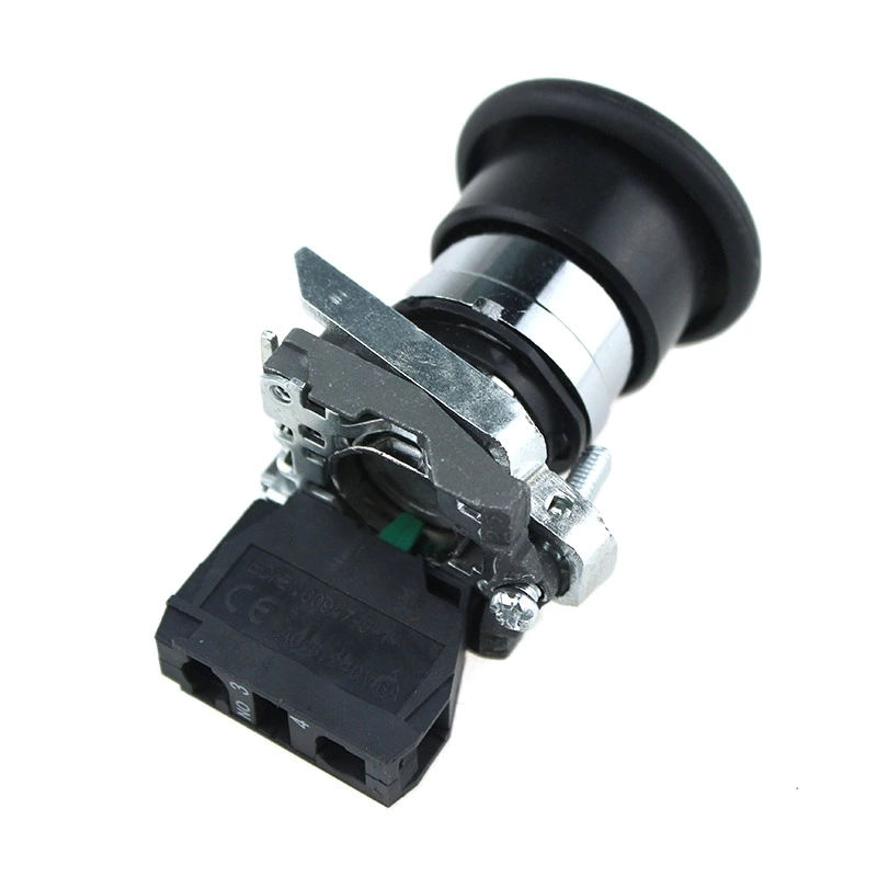 1NO 1NC Emergency Stop Self-locking Black Push Button Switch