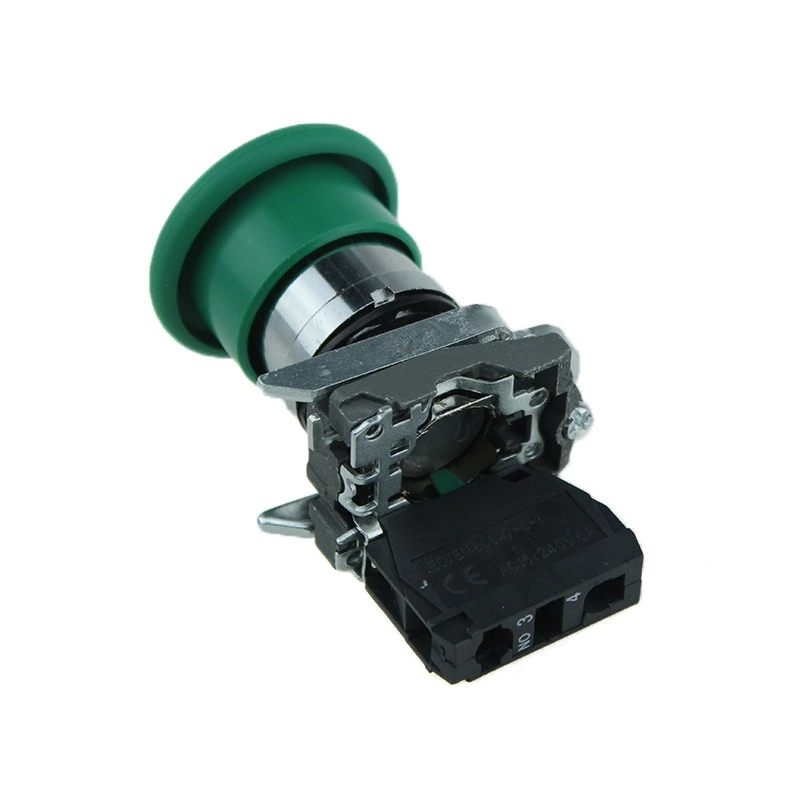 Green Mushroom Cap Push To Exit Button Switch 1NO 1NC DPST Emergency Stop Push Button Switch