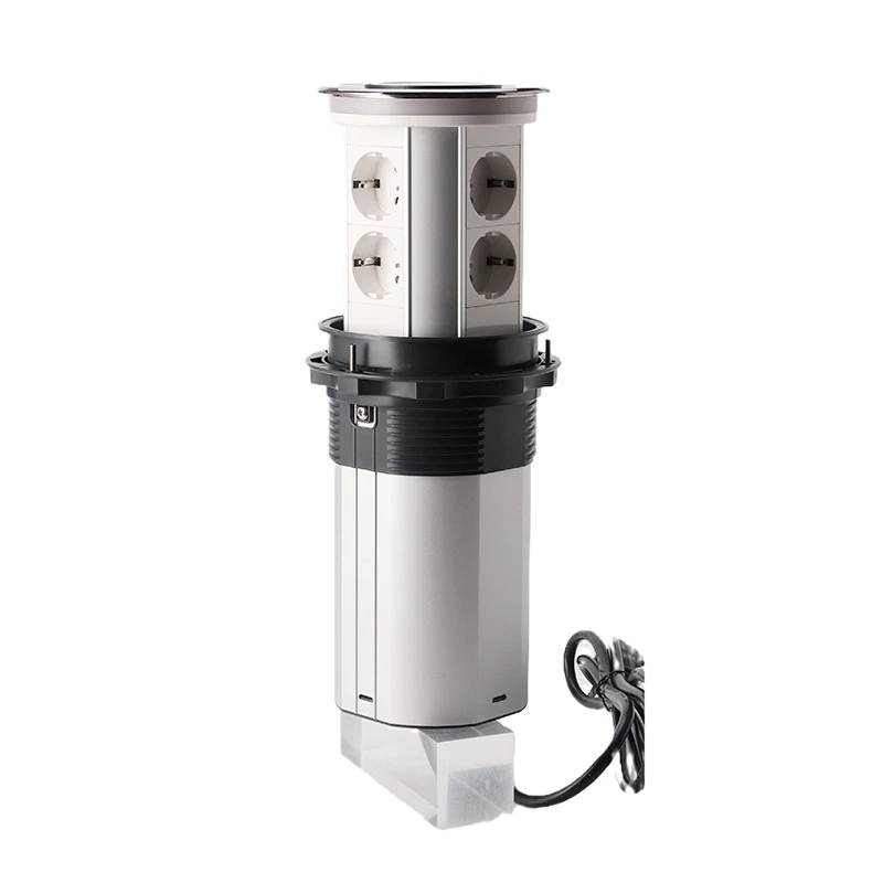 EU Plug Three-position high level WIFI smart Motorized kitchen Bluetooth socket with USB-C led light 15W wireless charging