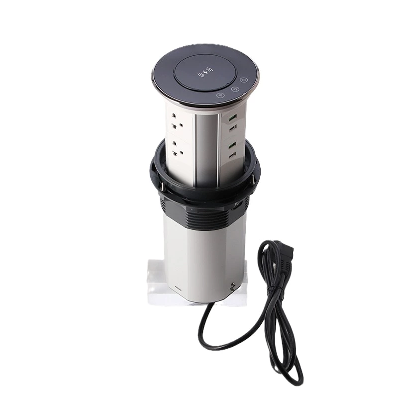 WiFi Smart Motorized Socket QI wireless charger Intelligent Elevation Electrical Outlet Motorized Lift Pop up USB Charger Socket kitchen cabinets showroom