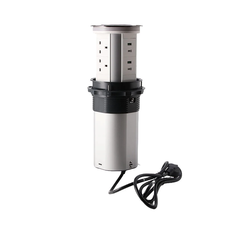 Pop Up Socket Electrical 13A With USB Vertical Motorized Recessed Compact Furniture Socket aluminum alloy