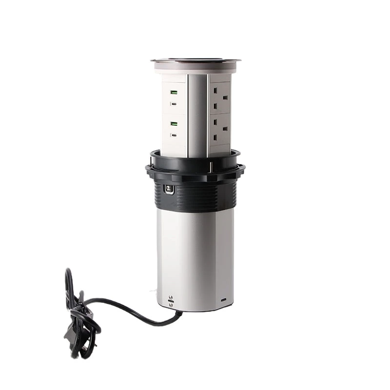 Pop Up Socket Electrical 13A With USB Vertical Motorized Recessed Compact Furniture Socket aluminum alloy